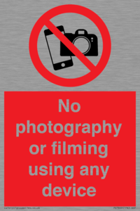 No photography or filming using any device